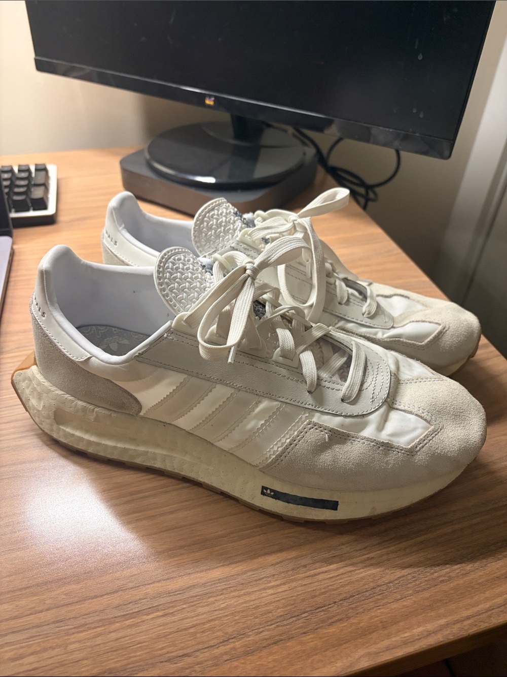 adidas Originals Cream/White Retro Runner Sneakers